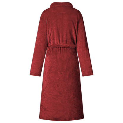 Bathrobe without Hood Bordeaux Red XL Flannel