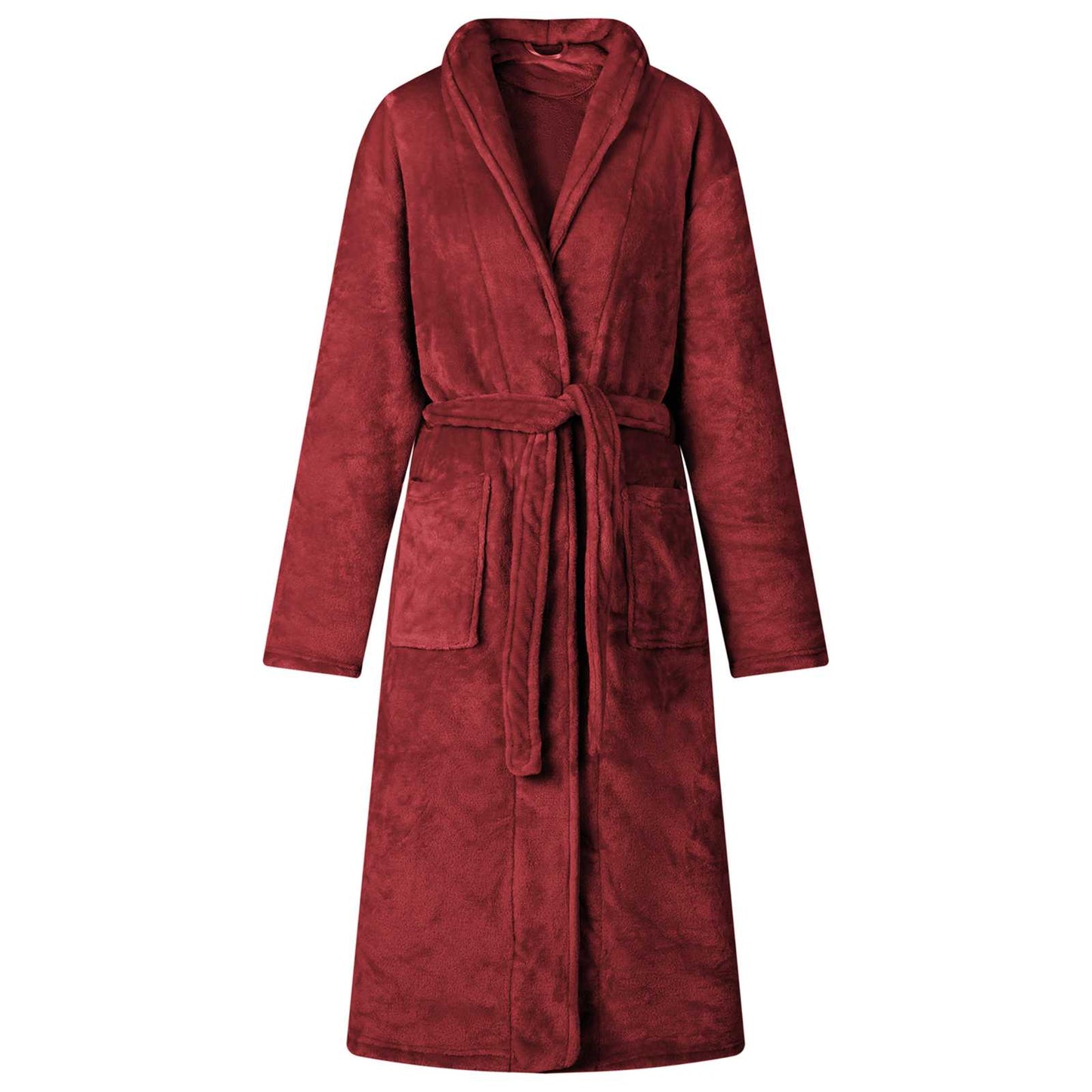 Bathrobe without Hood Bordeaux Red XXL Flannel