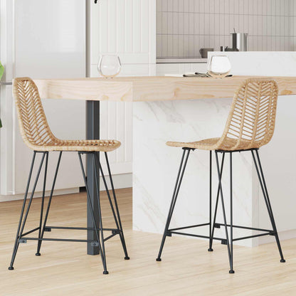 Bar Chair 2 pcs 44.5 x 54.5 x 97.5 cm Rattan and Iron