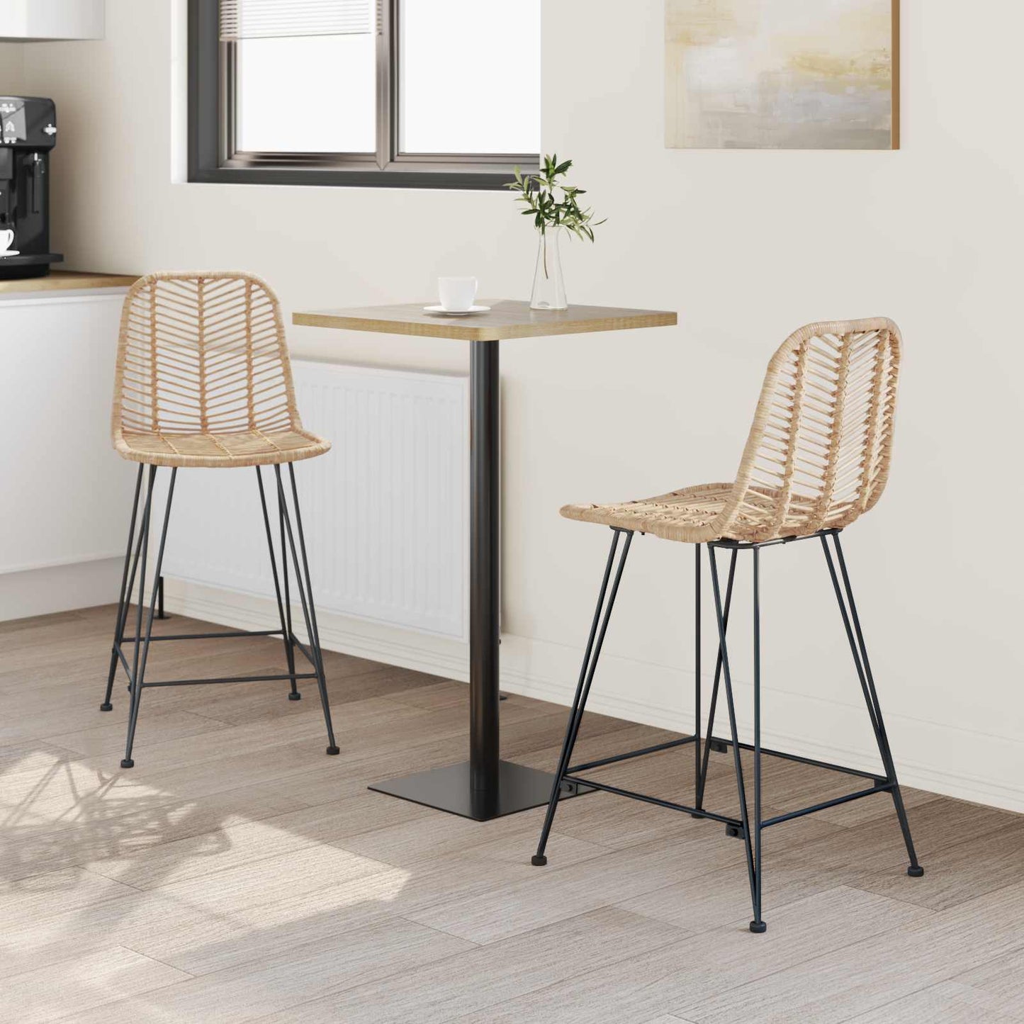 Bar Chair 2 pcs 44.5 x 54.5 x 97.5 cm Rattan and Iron