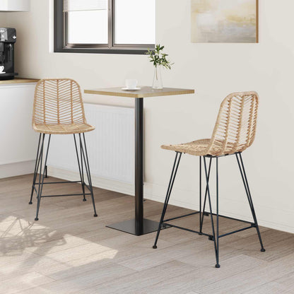 Bar Chair 2 pcs 44.5 x 54.5 x 97.5 cm Rattan and Iron
