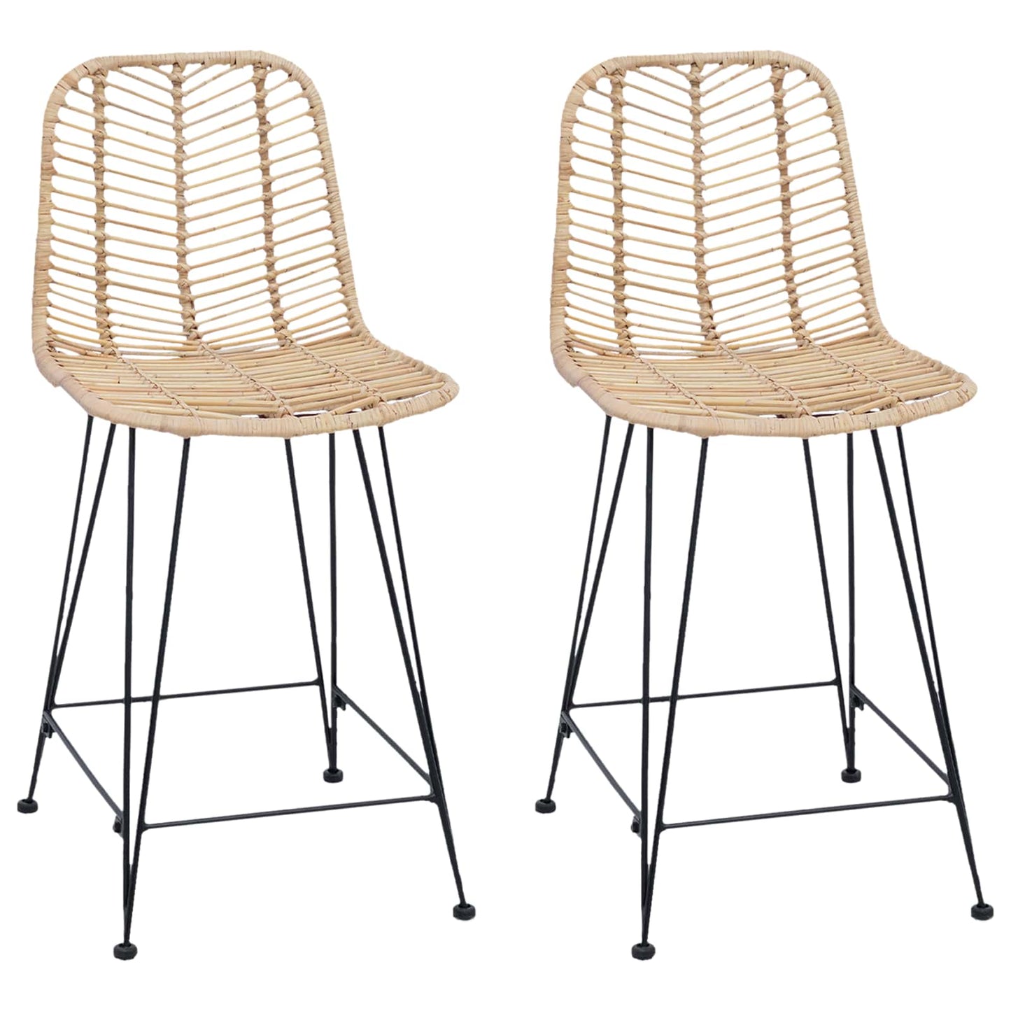 Bar Chair 2 pcs 44.5 x 54.5 x 97.5 cm Rattan and Iron