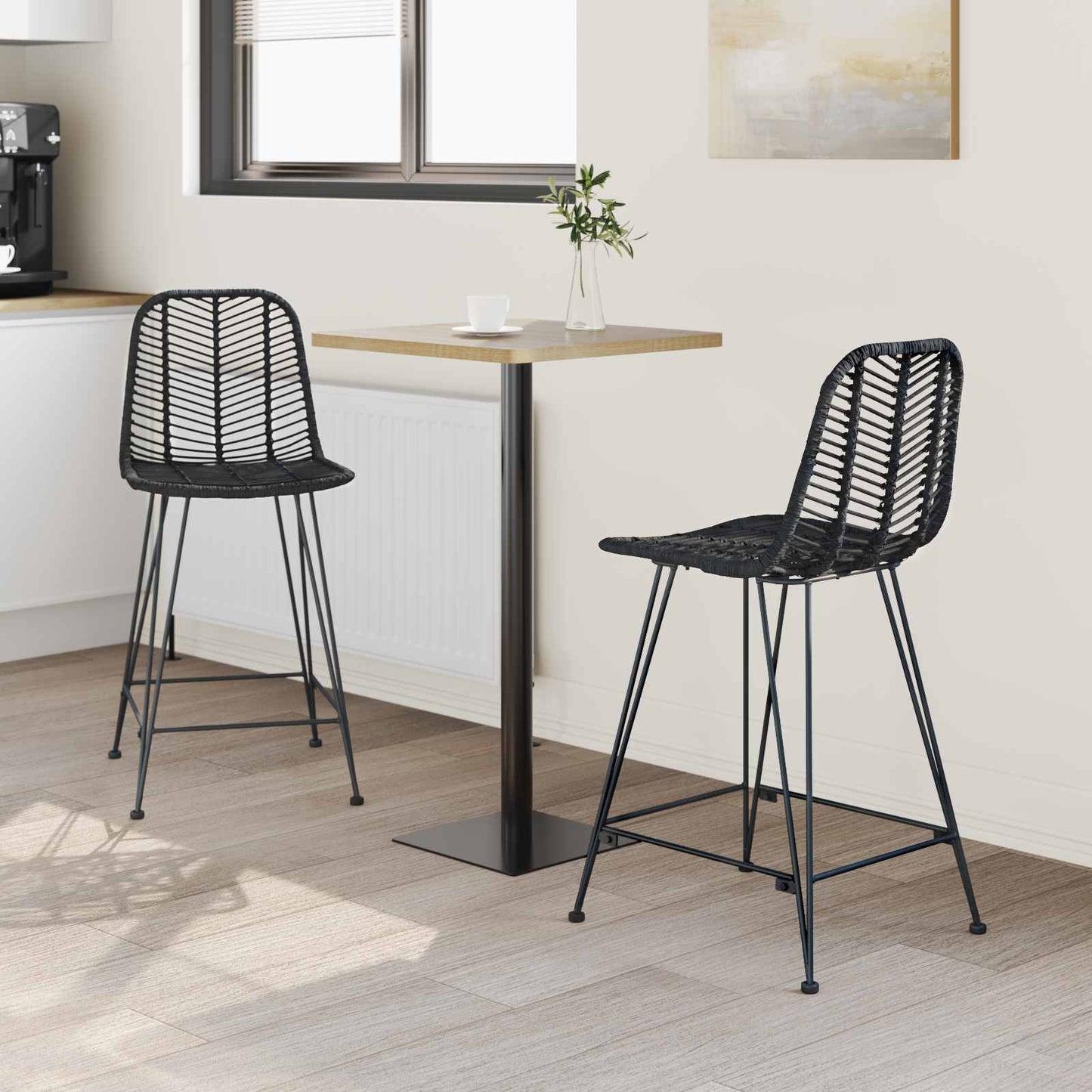 Bar Chair 2 pcs 44.5 x 54.5 x 97.5 cm Rattan and Iron
