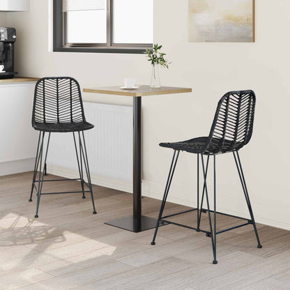 Bar Chair 2 pcs 44.5 x 54.5 x 97.5 cm Rattan and Iron