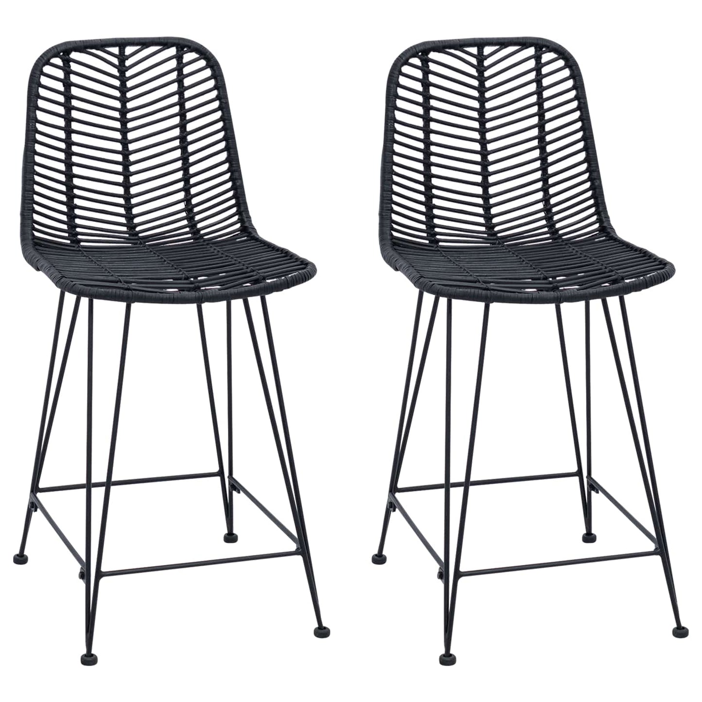 Bar Chair 2 pcs 44.5 x 54.5 x 97.5 cm Rattan and Iron