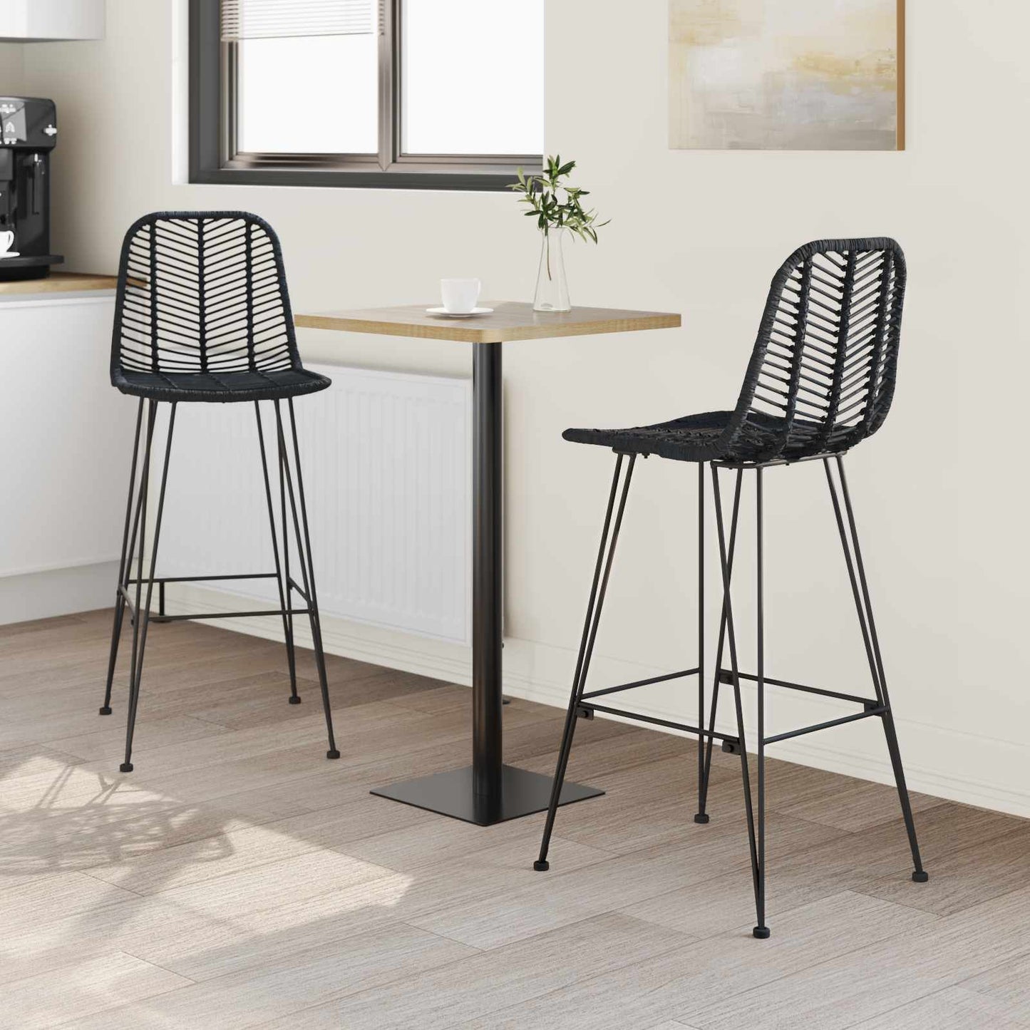 Bar Chair 2 pcs 44 x 52 x 111 cm Rattan and Iron