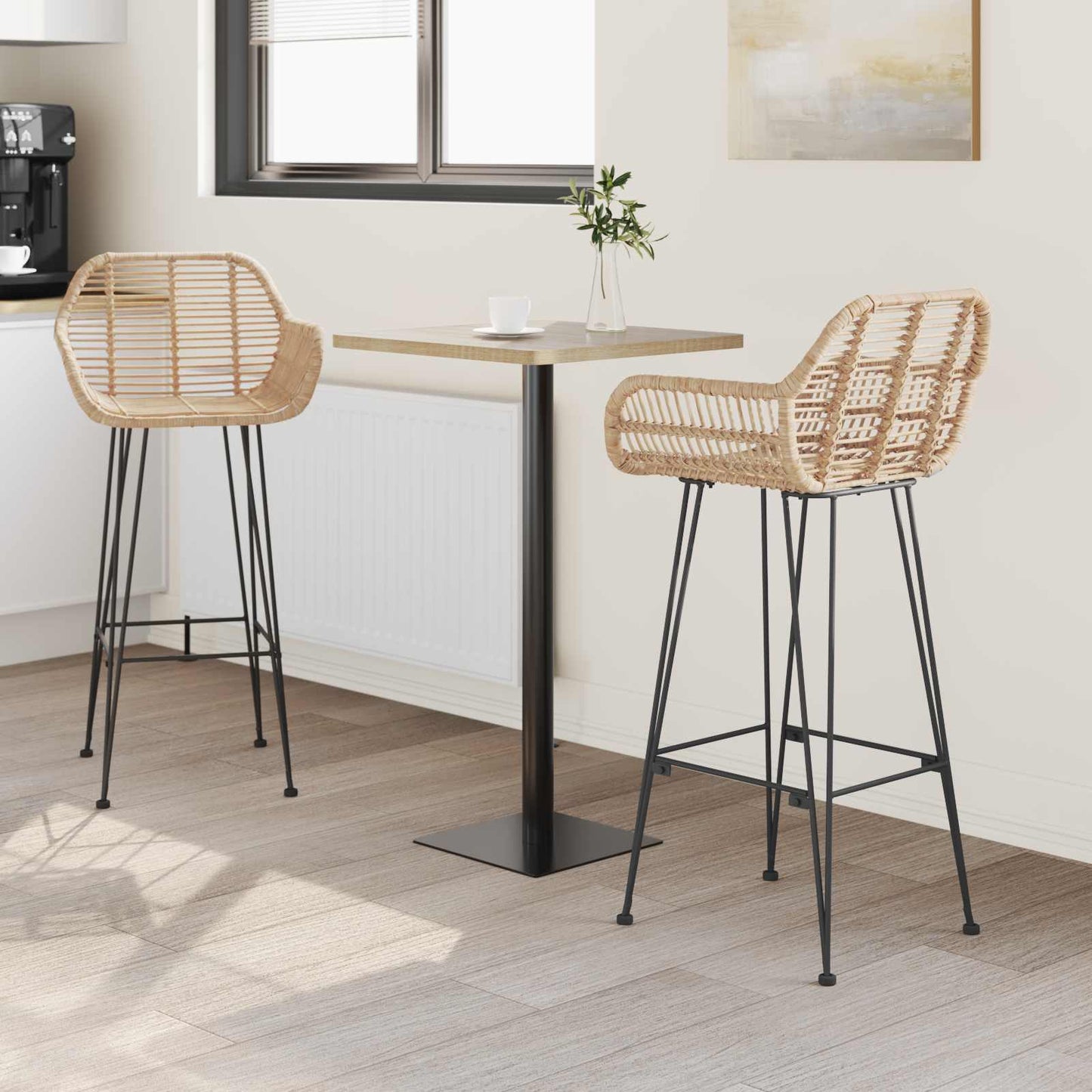 Bar Chair 2 pcs 55 x 52 x 105 cm Rattan and Iron