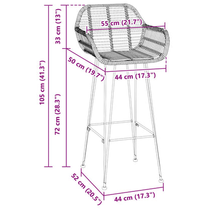 Bar Chair 2 pcs 55 x 52 x 105 cm Rattan and Iron