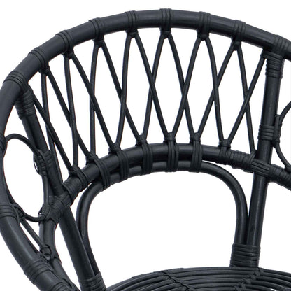 Dining Chair 2 pcs Rattan and Iron Black 54 x 65 x 82 cm