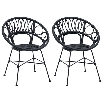 Dining Chair 2 pcs Rattan and Iron Black 54 x 65 x 82 cm
