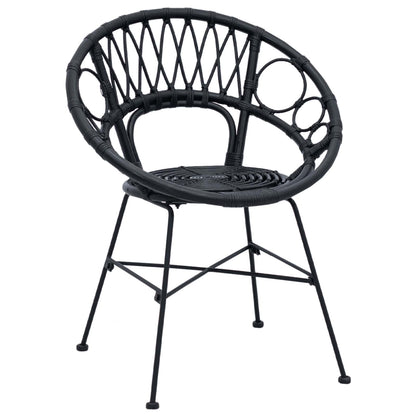 Dining Chair 2 pcs Rattan and Iron Black 54 x 65 x 82 cm