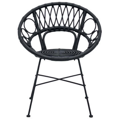 Dining Chair 2 pcs Rattan and Iron Black 54 x 65 x 82 cm