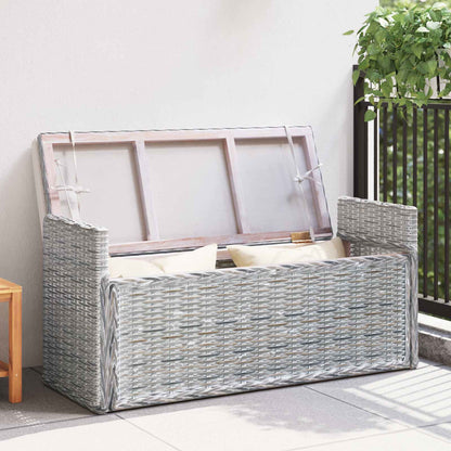 Storage Bench with Cushion White Wash 110 x 40 x 50 cm Rattan