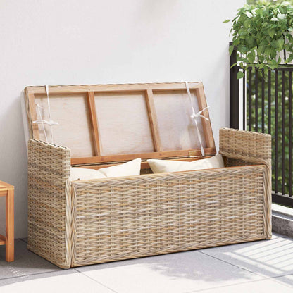 Storage Bench with Cushion Natural 110 x 40 x 50 cm Rattan