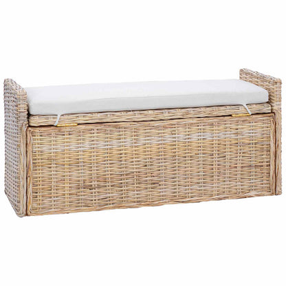 Storage Bench with Cushion Natural 110 x 40 x 50 cm Rattan