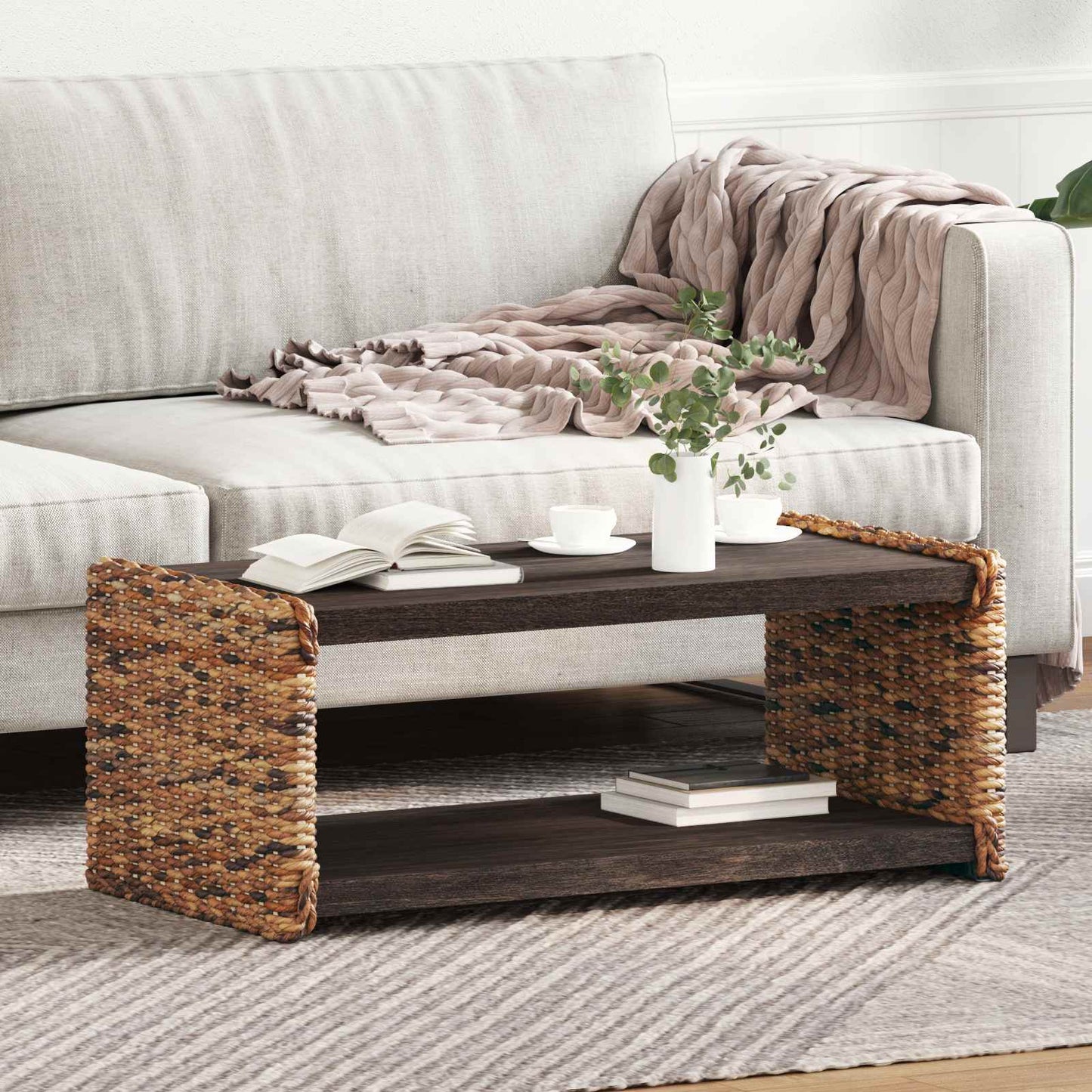 Coffee Table Natural 90 x 45 x 35 cm Solid Mahogany Wood