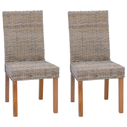 Dining Chair 2 pcs Solid Mahogany Wood Kubu Grey