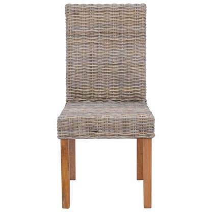Dining Chair 2 pcs Solid Mahogany Wood Kubu Grey