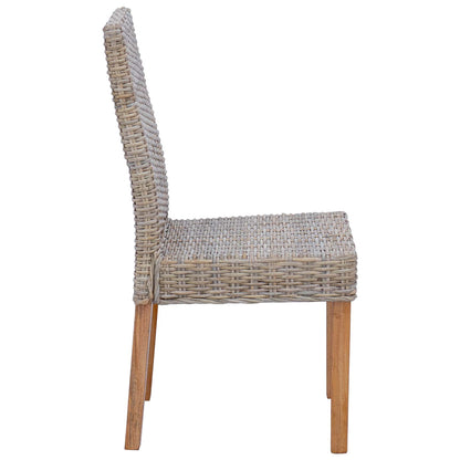 Dining Chair 2 pcs Solid Mahogany Wood Kubu Grey