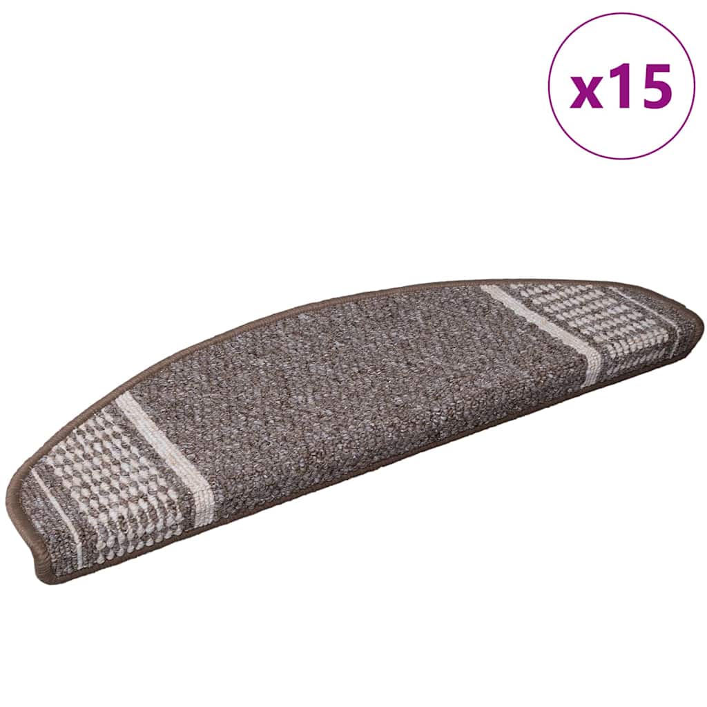 Self-adhesive Stair Mats 15 pcs Brown 65 x 21 x 4 cm