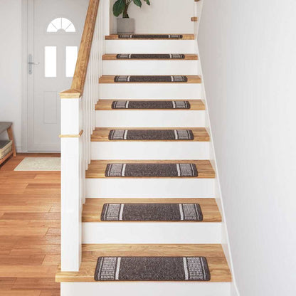 Self-adhesive Stair Mats 15 pcs 65 x 21 x 4 cm Non-Slip Brown