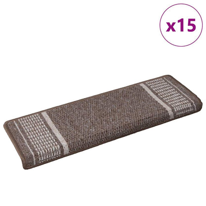 Self-adhesive Stair Mats 15 pcs 65 x 21 x 4 cm Non-Slip Brown
