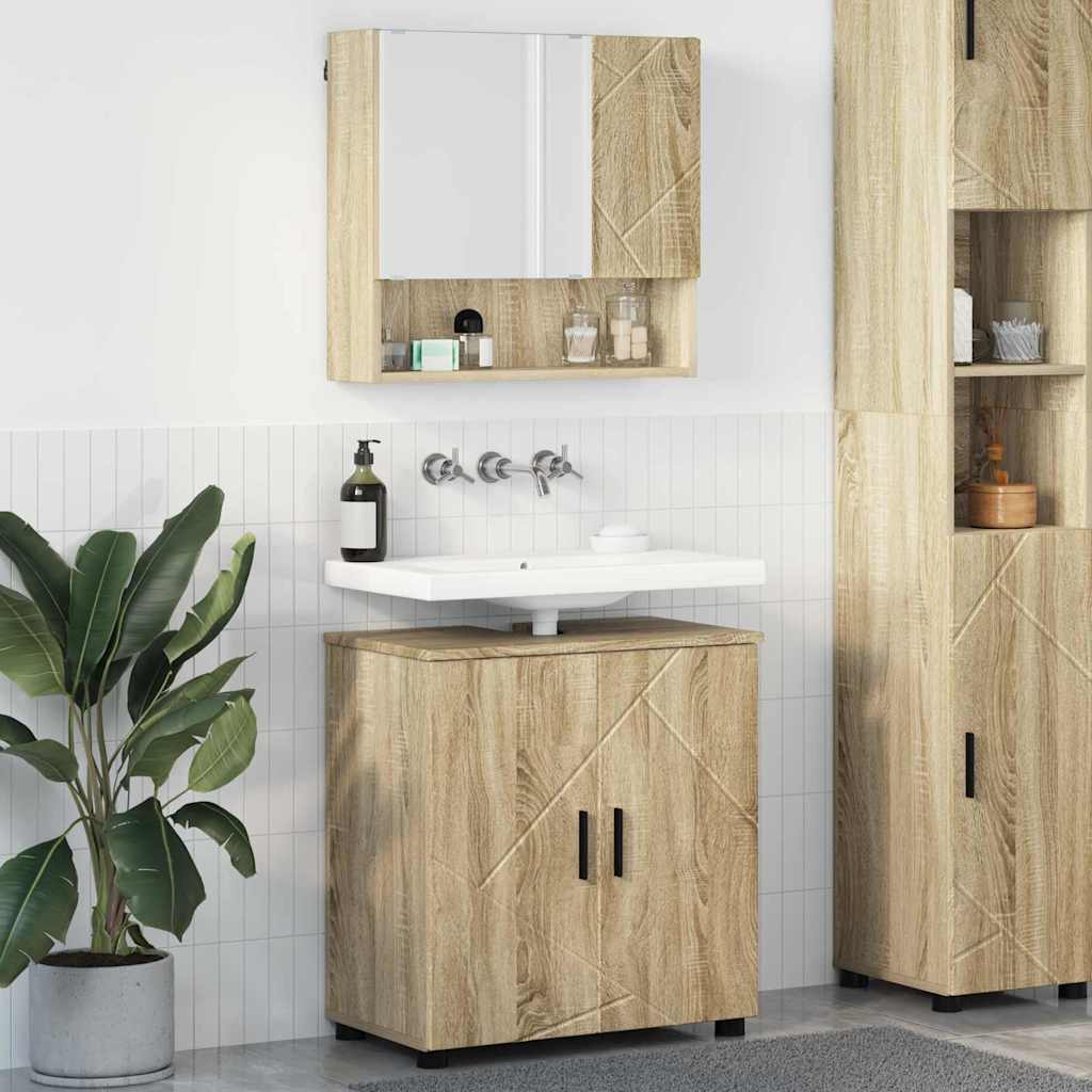 Bathroom Furniture Set 2 pcs Sonoma Oak Engineered wood & Metal