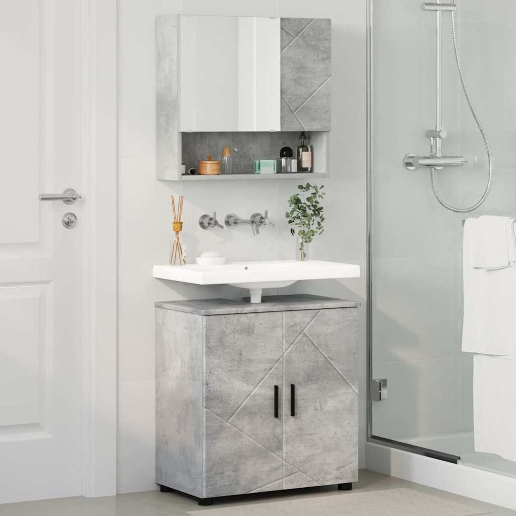 Bathroom Furniture Set Wall-mounted 2 pcs Concrete Grey