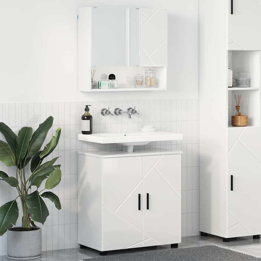 Bathroom Furniture Set Wall-mounted 2 pcs High Gloss White