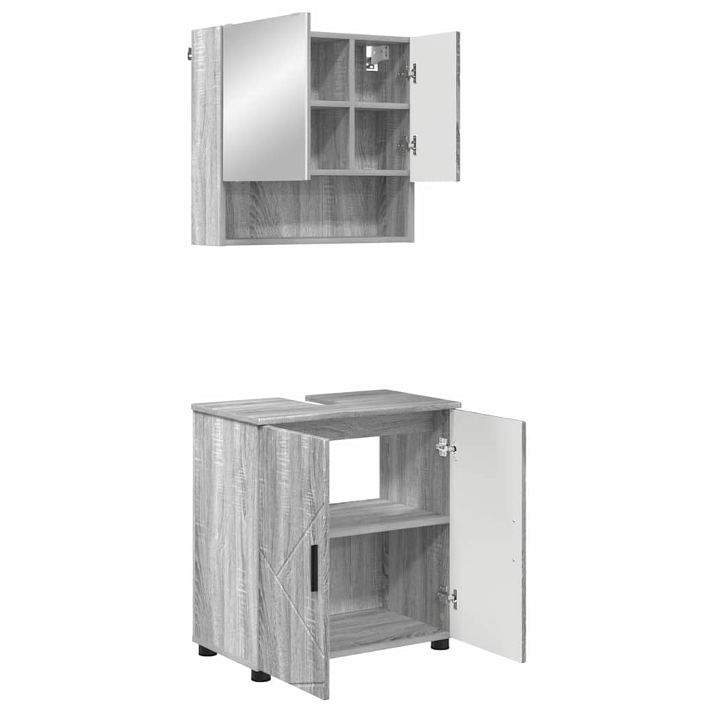 Bathroom Furniture Set 2 pcs Grey Sonoma 61 x 35 x 64 cm