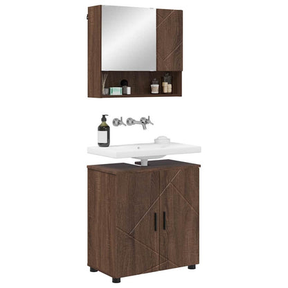 Bathroom Furniture Set 2 pcs Brown Oak Engineered wood & Metal