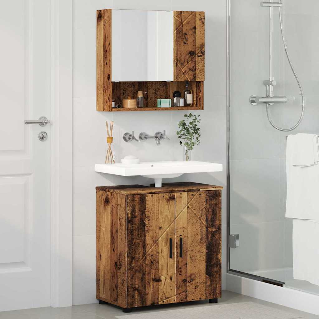 Bathroom Furniture Set 2 pcs Old Wood 61 x 35 x 64 cm
