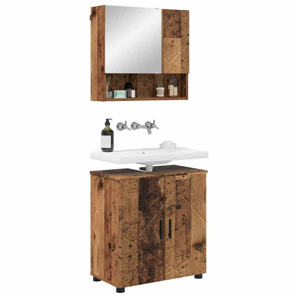 Bathroom Furniture Set 2 pcs Old Wood 61 x 35 x 64 cm