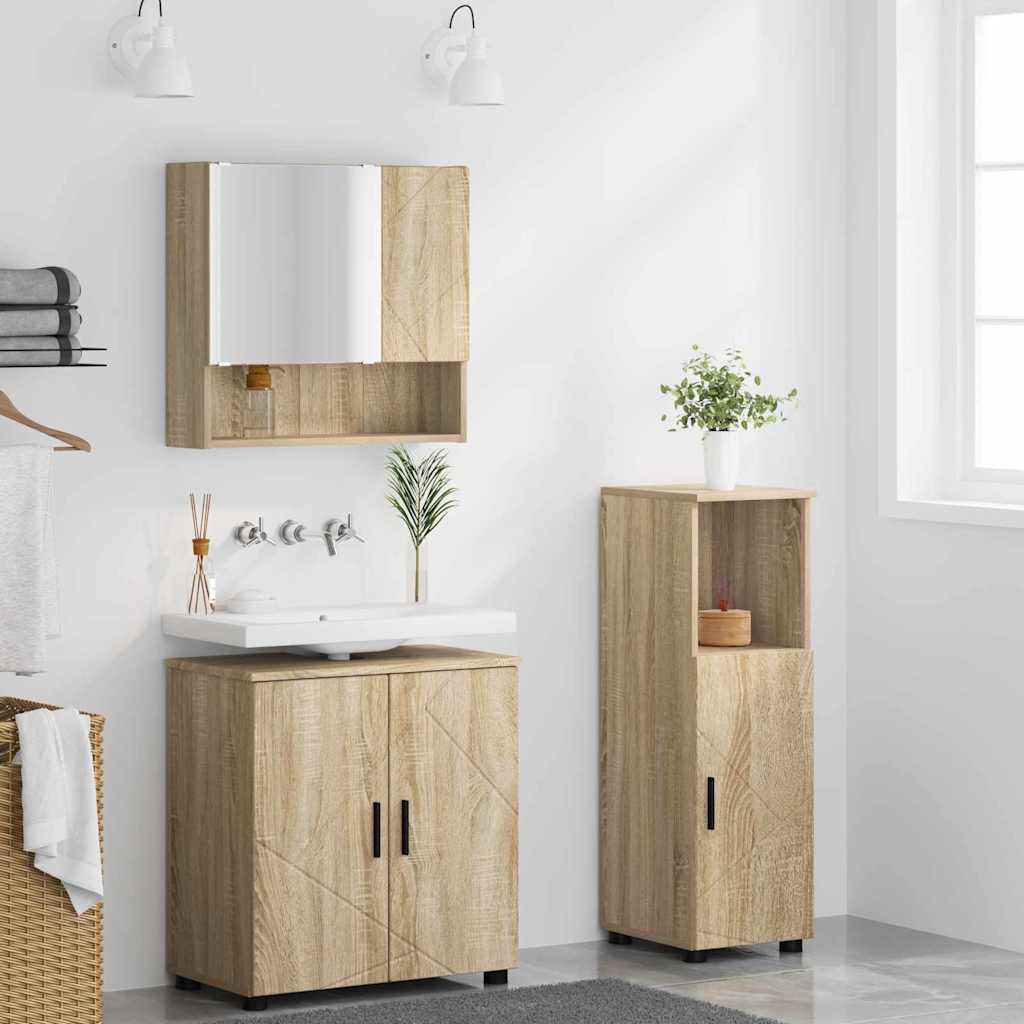 Bathroom Furniture Set 3 pcs Sonoma Oak Engineered wood & Metal