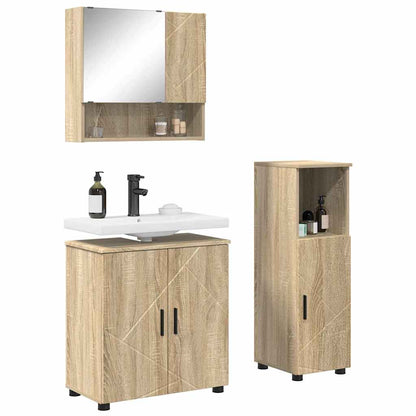 Bathroom Furniture Set 3 pcs Sonoma Oak Engineered wood & Metal