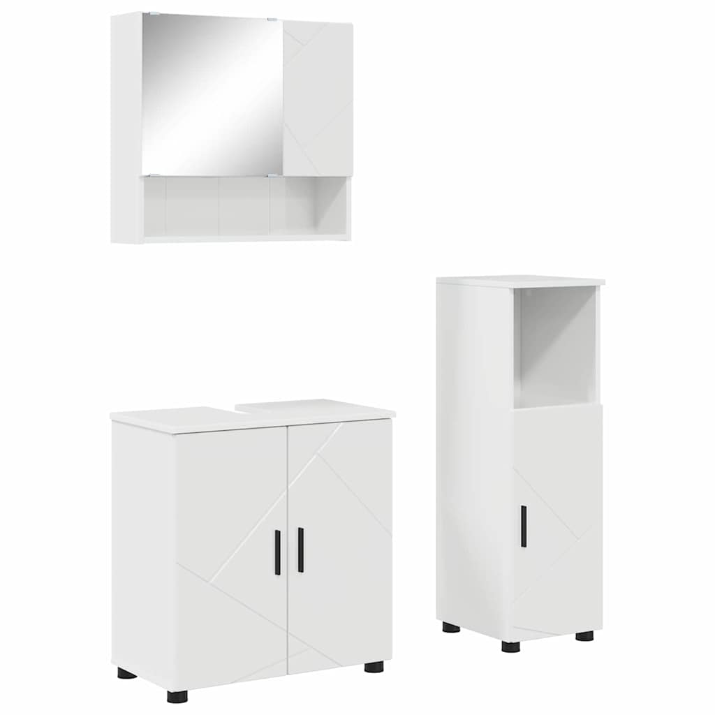 Bathroom Furniture Set Wall-mounted 3 pcs High Gloss White