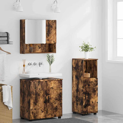 Bathroom Furniture Set 3 pcs Smoked Oak 61 x 35 x 64 cm