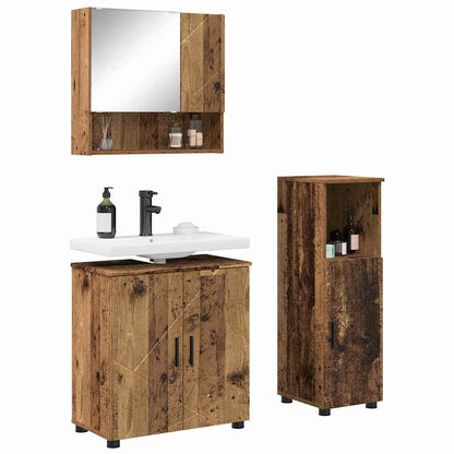Bathroom Furniture Set 3 pcs Old Wood 61 x 35 x 64 cm