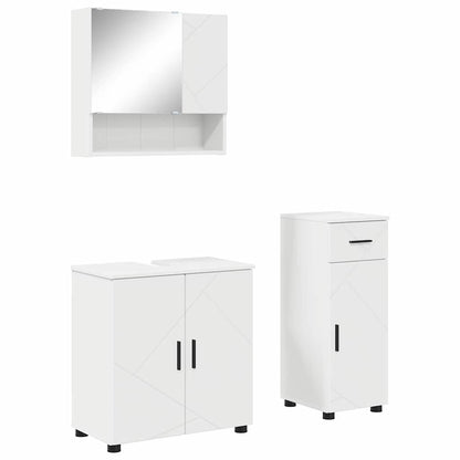Bathroom Furniture Set 3 pcs White Engineered wood & Metal