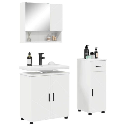 Bathroom Furniture Set 3 pcs White Engineered wood & Metal