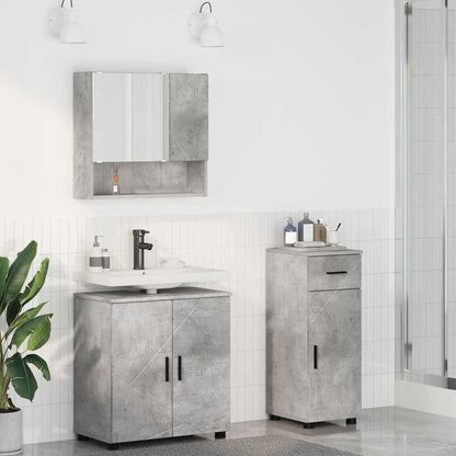 Bathroom Furniture Set with Drawer 3 pcs Concrete Grey
