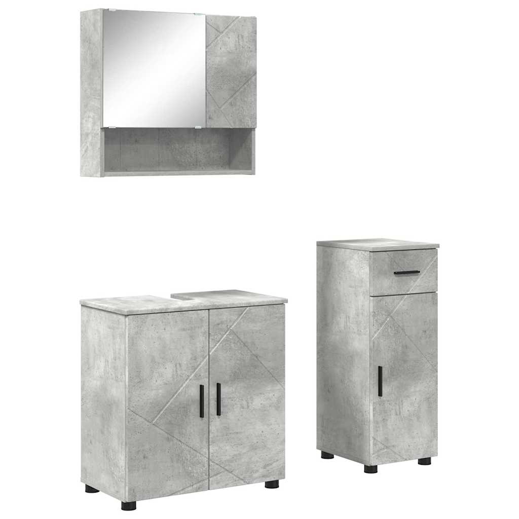 Bathroom Furniture Set with Drawer 3 pcs Concrete Grey