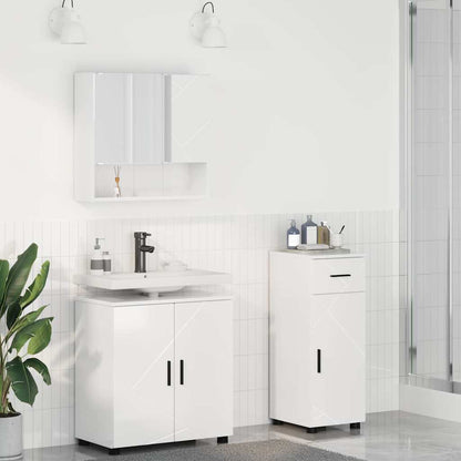 Bathroom Furniture Set with Drawer 3 pcs High Gloss White