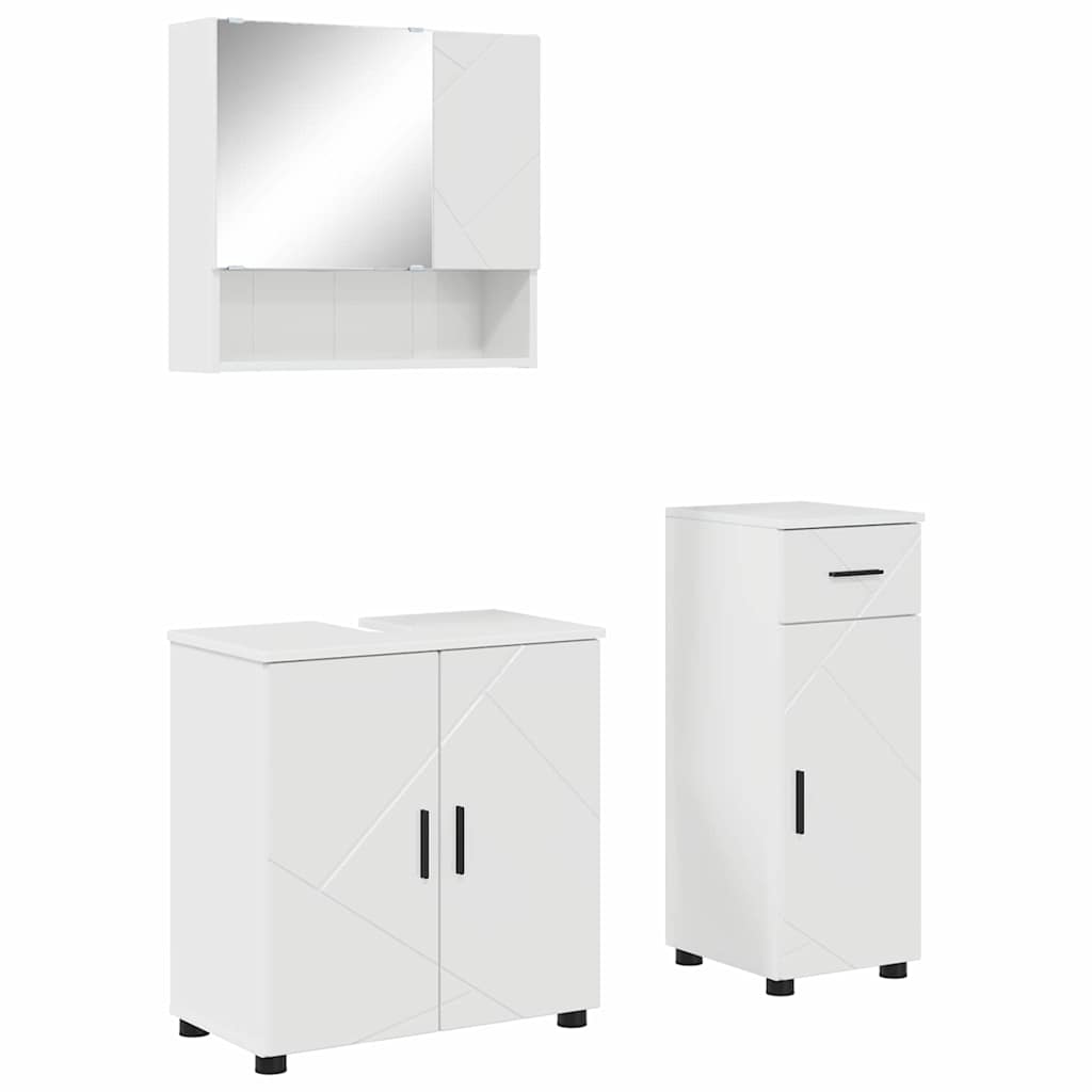 Bathroom Furniture Set with Drawer 3 pcs High Gloss White