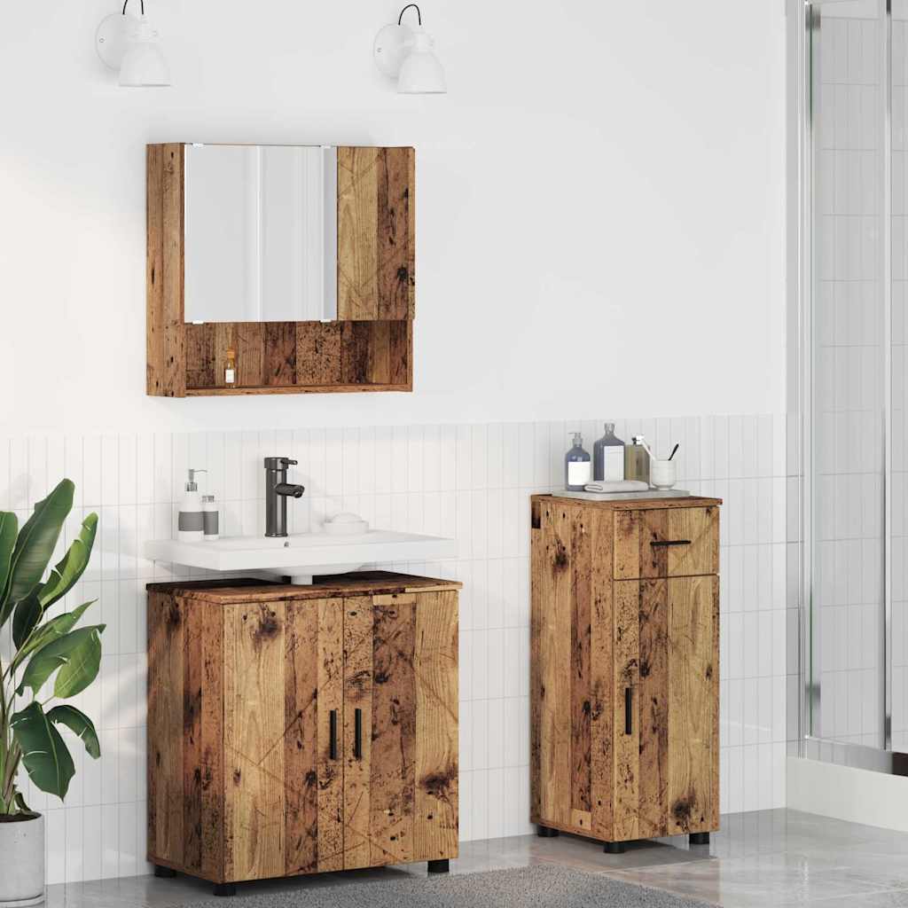 Bathroom Furniture Set 3 pcs Old Wood 61 x 35 x 64 cm