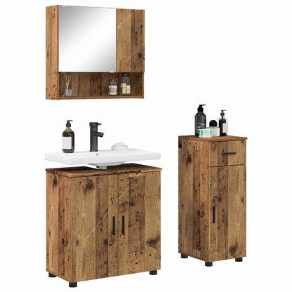 Bathroom Furniture Set 3 pcs Old Wood 61 x 35 x 64 cm