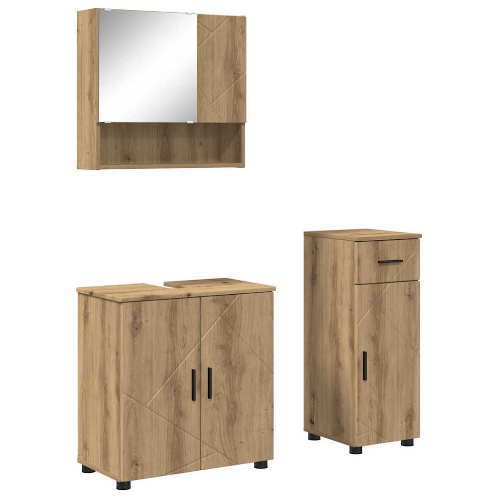 Bathroom Furniture Set 3 pcs Artisan Oak 61 x 35 x 64 cm