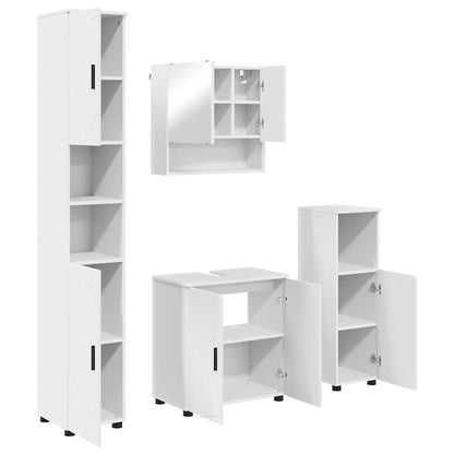 Bathroom Furniture Set 4 pcs White Engineered wood & Metal