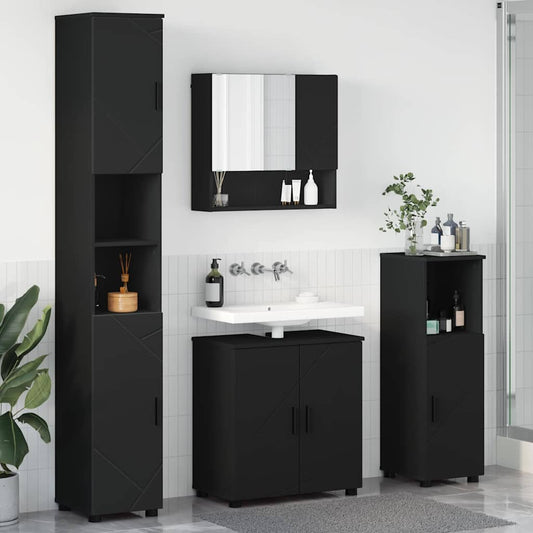 Bathroom Furniture Set 4 pcs Black 61 x 35 x 64 cm