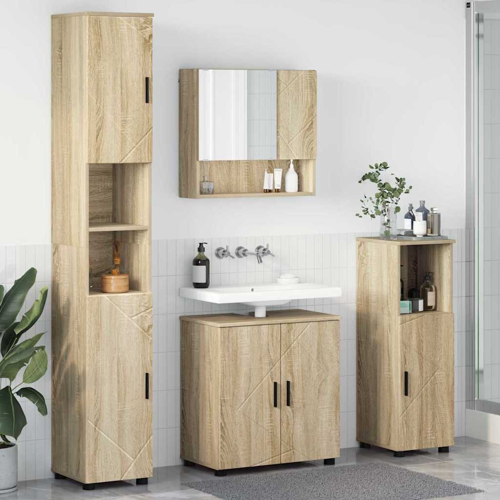 Bathroom Furniture Set 4 pcs Sonoma Oak Engineered wood & Metal